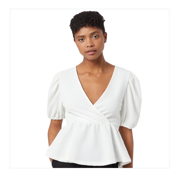River Island V-Neck Puff Sleeve Top Size 18 - Picture 1 of 6